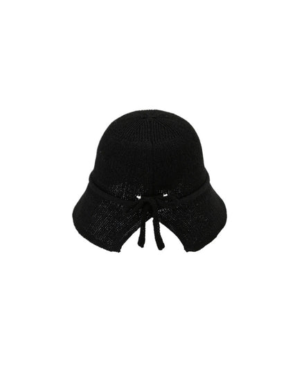 Close-up of Haila woven bucket hat highlighting the tie back detail