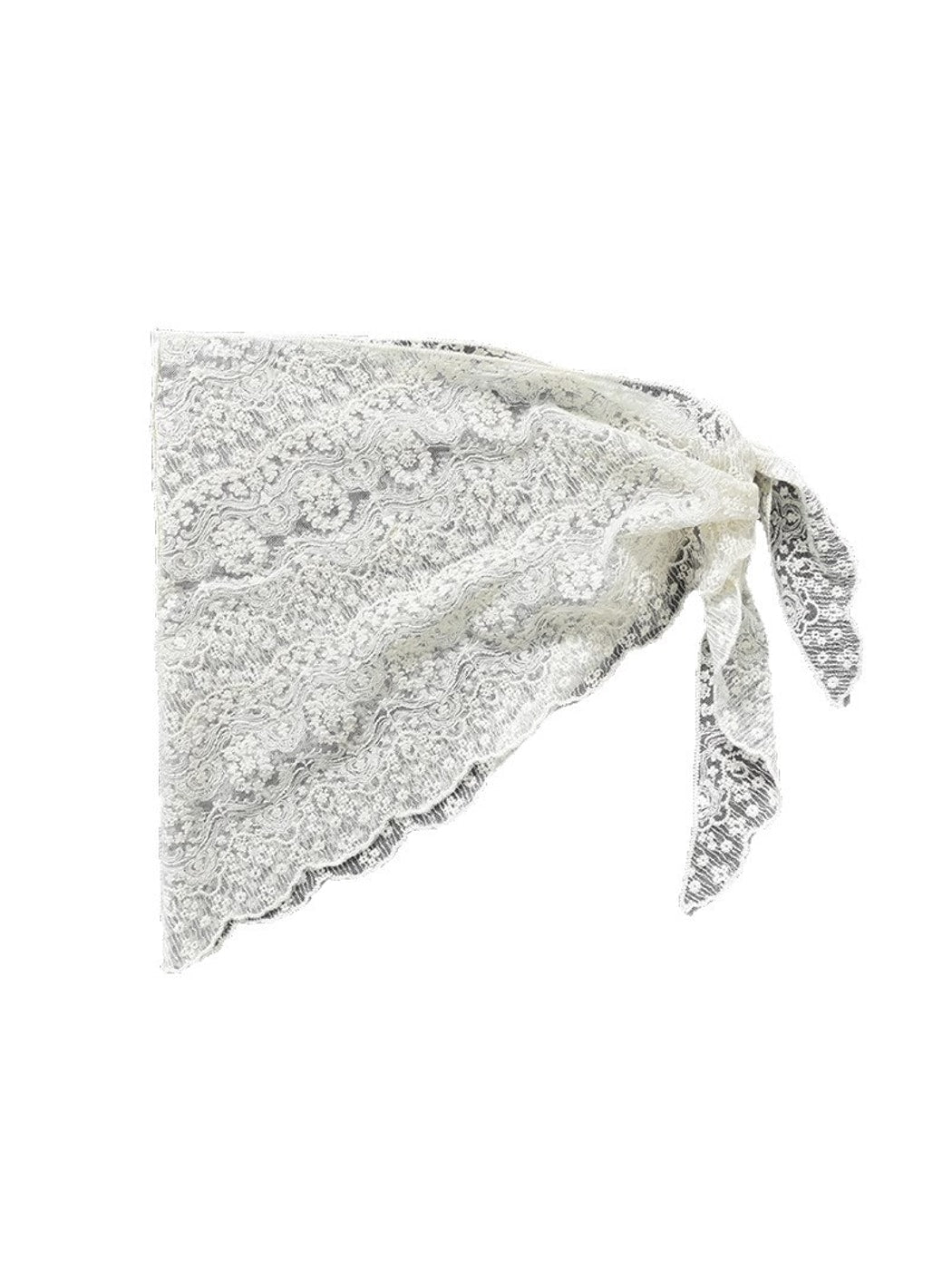 Scarvii - Beige Lace Style Triangle Scarf