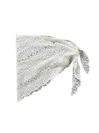 Scarvii - Beige Lace Style Triangle Scarf