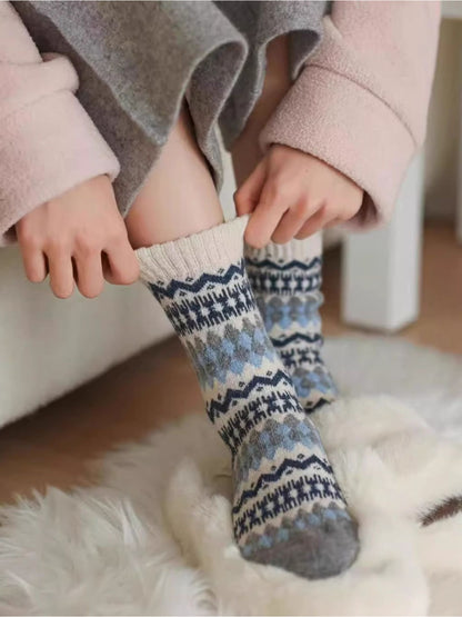 Rufia - Geometric Pattern Knit Crew Socks