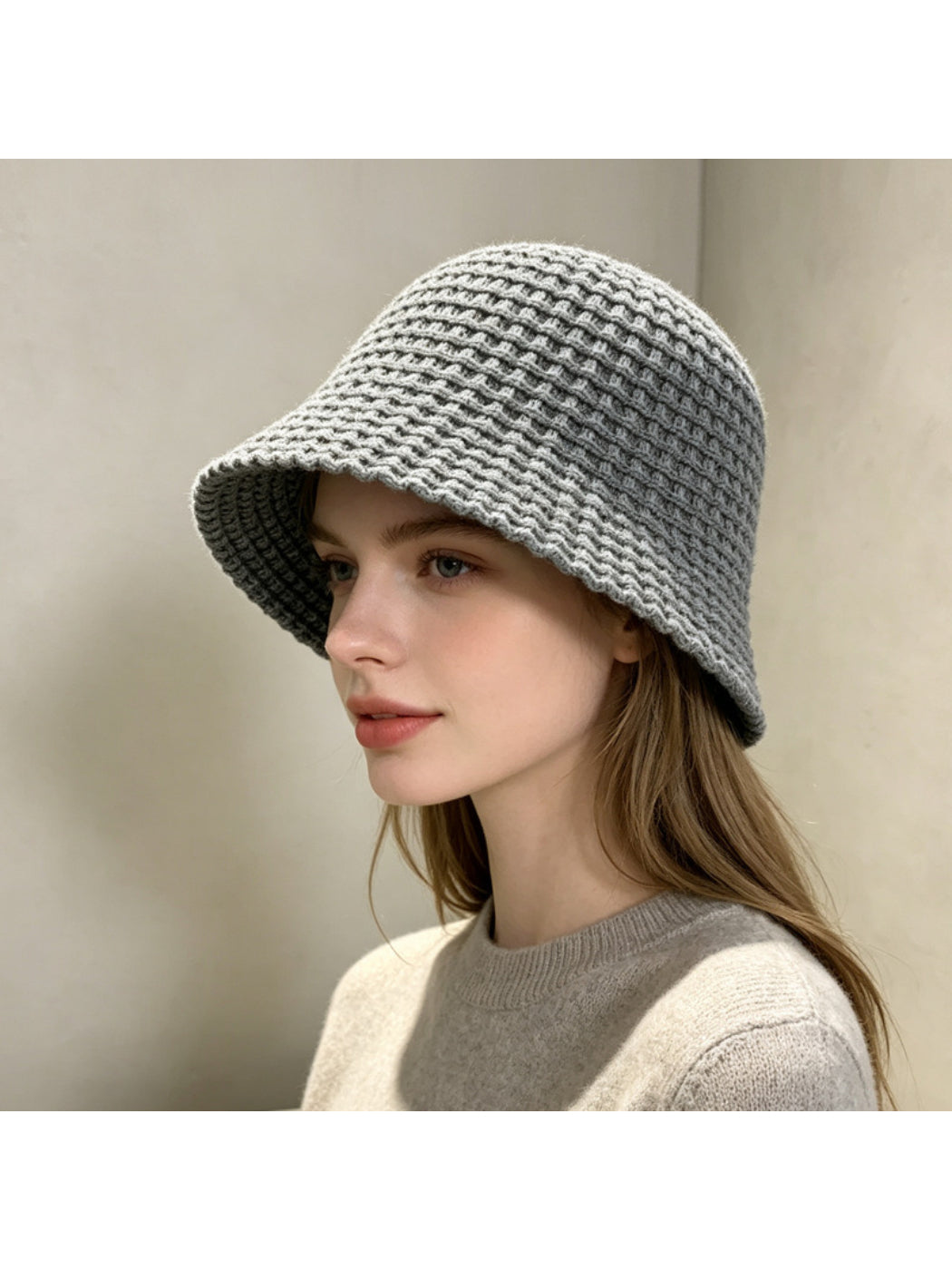 Haila - Waffle Texture Knit Bucket Hat