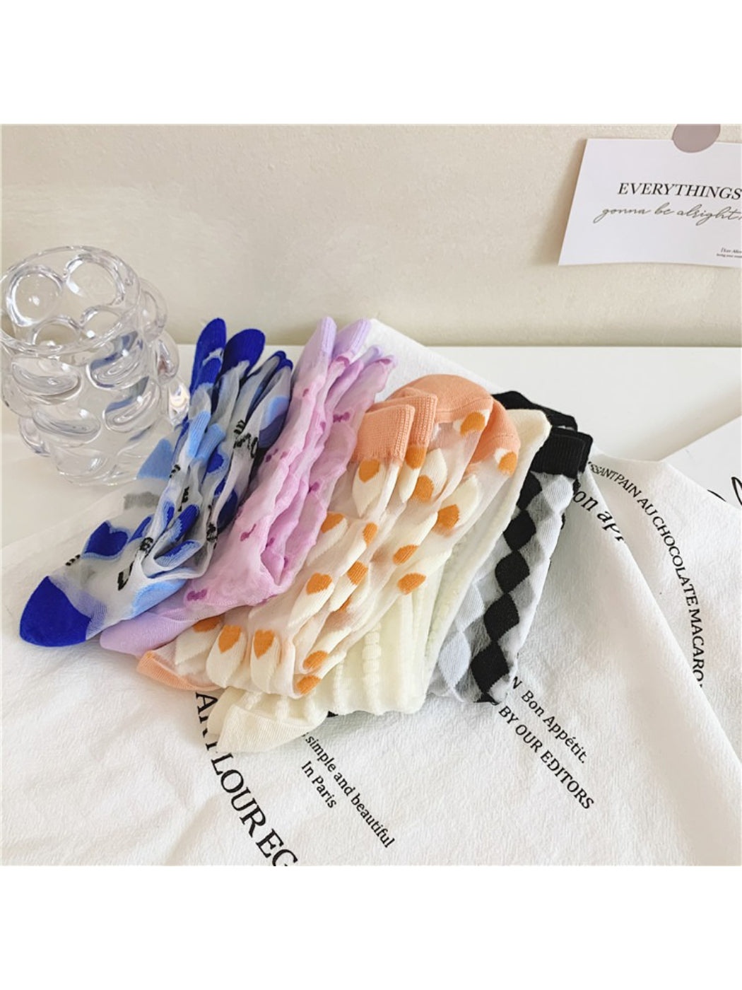 Rufia - Heart Pattern Sheer Socks
