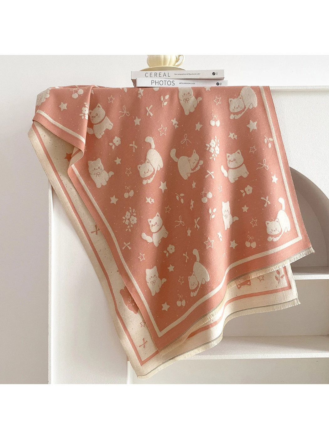 Scarvii - Cat, Star & Cherry Print Scarf