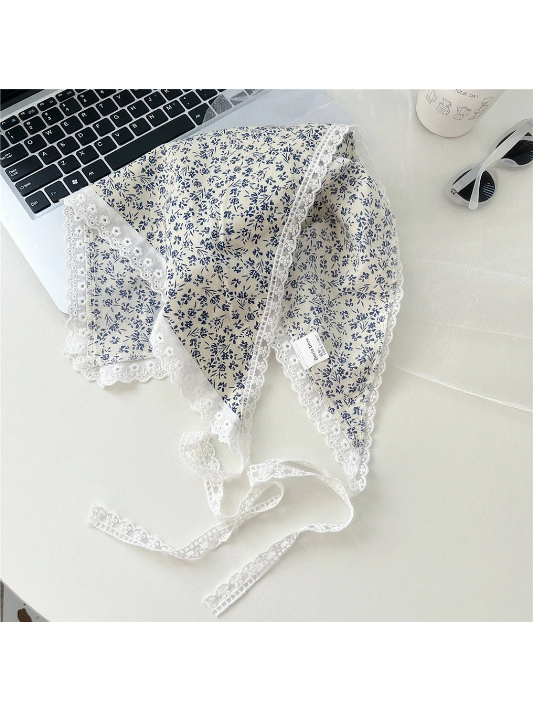 Scarvii - Lace-Trim Patchwork Triangle Scarf