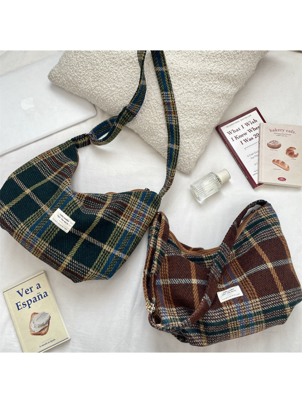 Cosbai - Classic Plaid Underarm Shoulder Bag