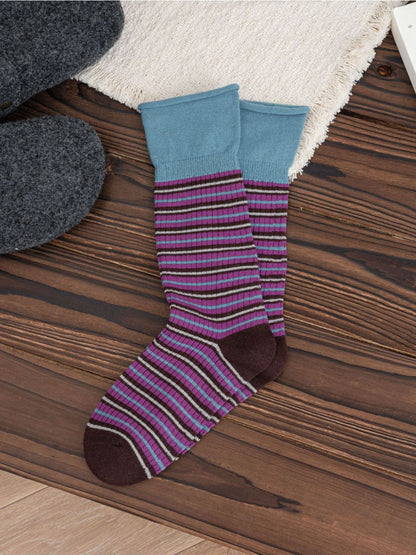 Rufia – Color-Block Retro Mid-Calf Socks