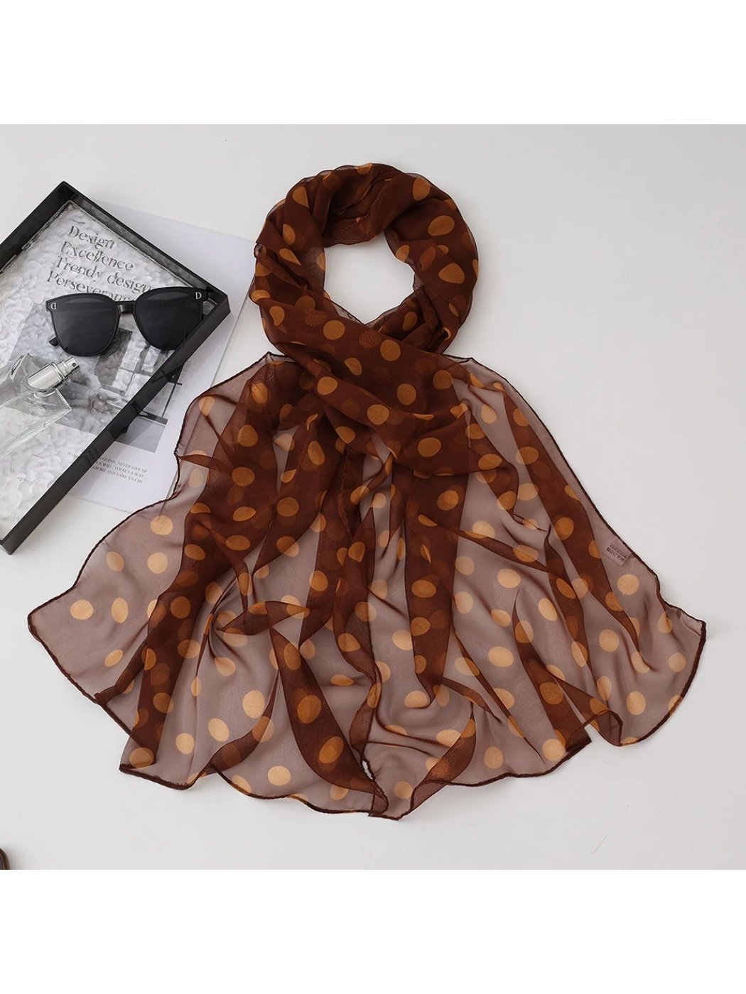 Scarvii - Sheer Polka Dot Long Scarf