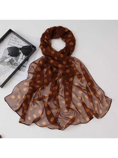 Scarvii - Sheer Polka Dot Long Scarf