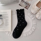 Rufia - Sweet Floral Ruffle Scrunch Mid-Calf Socks
