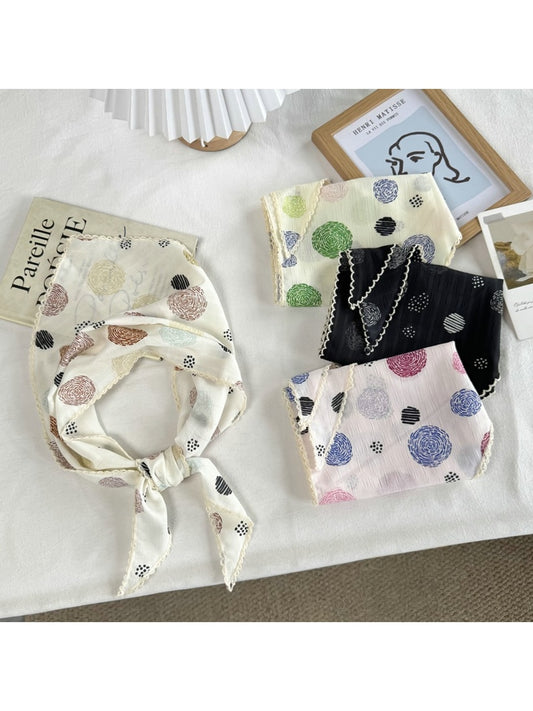 Scarvii - Fairytale Swirl Dot Print Triangle Scarf
