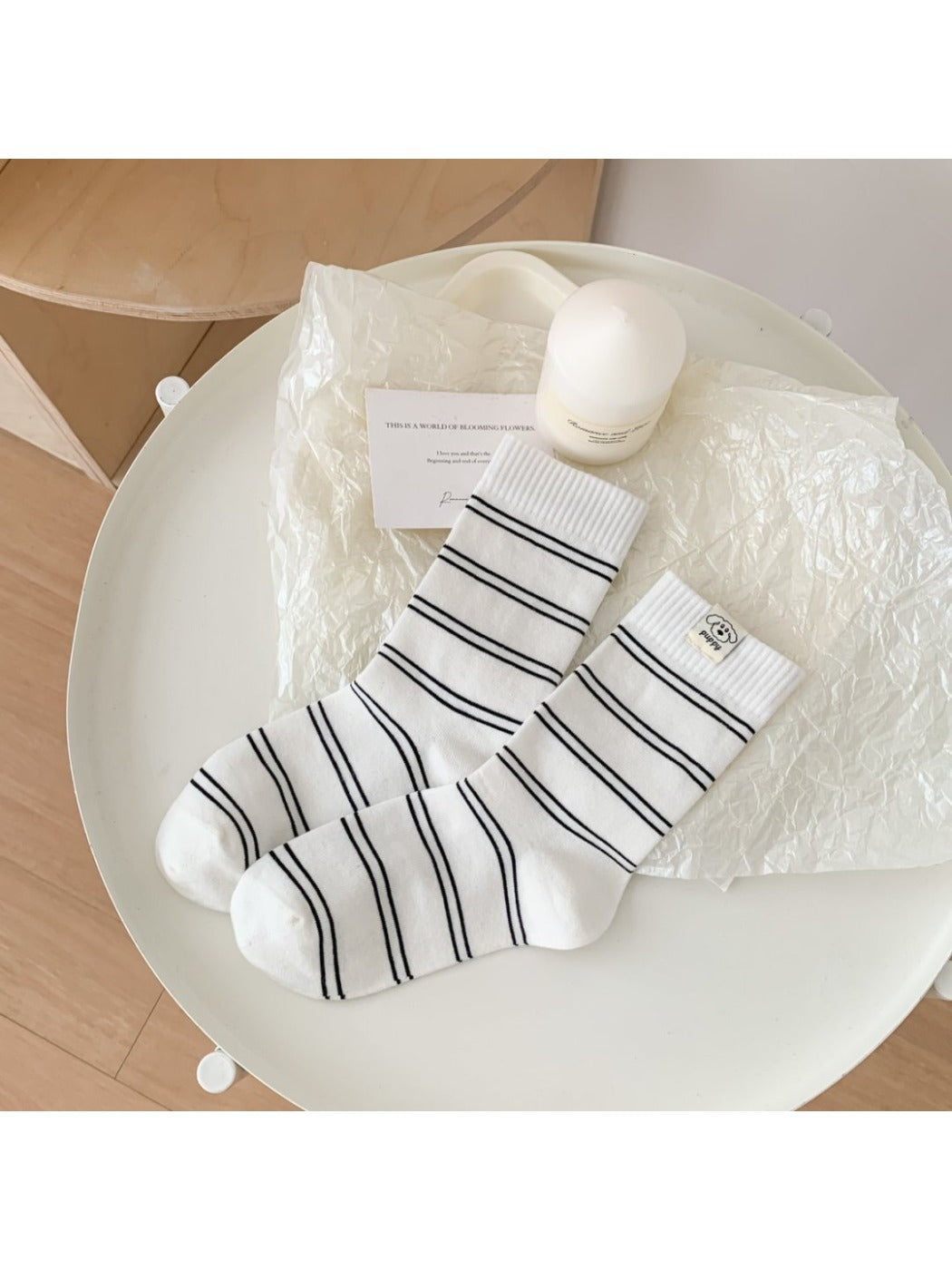 Rufia - Casual Mid-Calf Capsule Socks with Letter & Dog Patterns