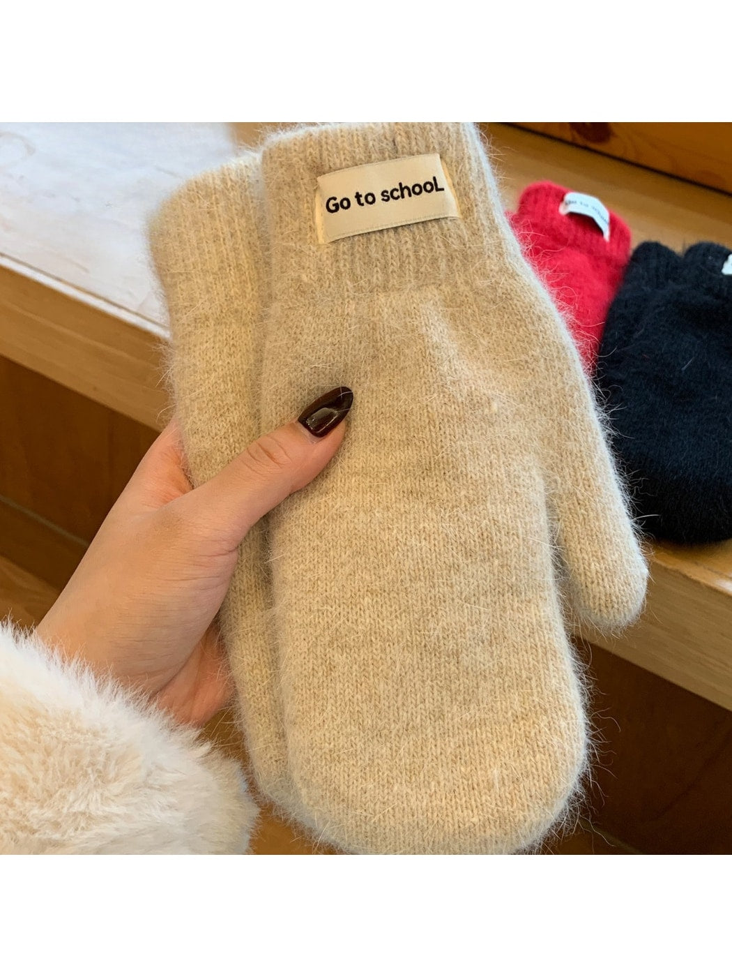 Gloving - Women's Cute Fuzzy Knit Winter Mittens