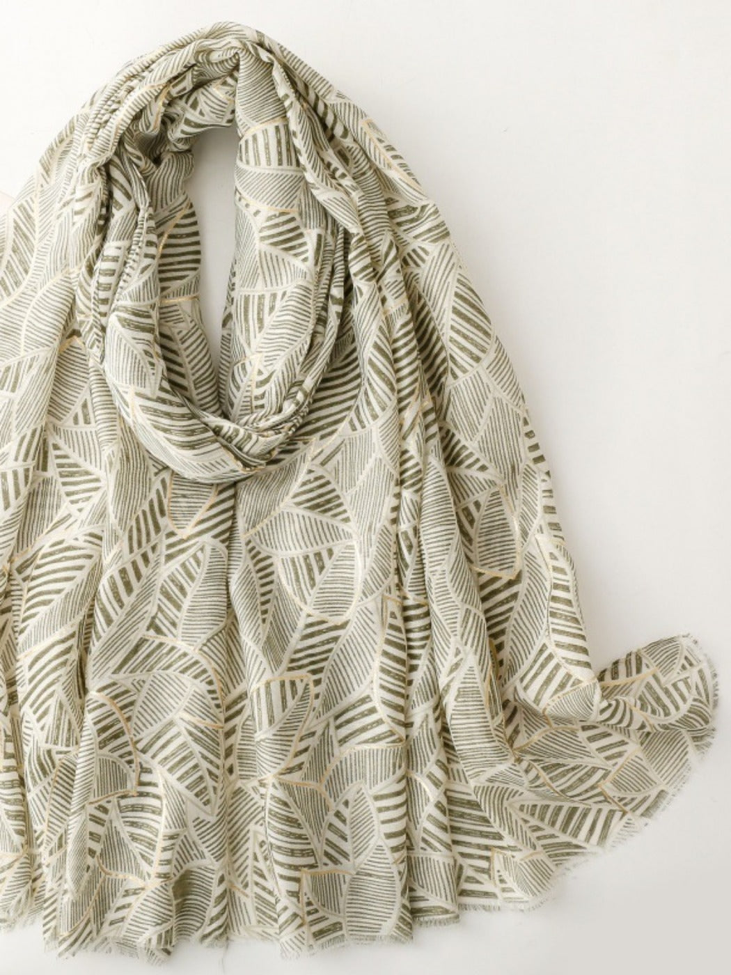 Scarvii - Elegant Versatile Leaf Print Lightweight Scarf