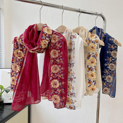 Scarvii - Boho Embroidered Floral Scarf - Soft & Charm
