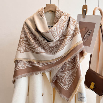 Scarvii - Ornate Floral Fringe Scarf