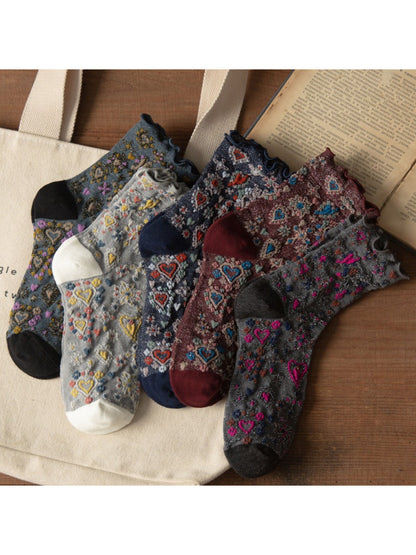 Rufia - Sweetheart Embroidered Crew Socks