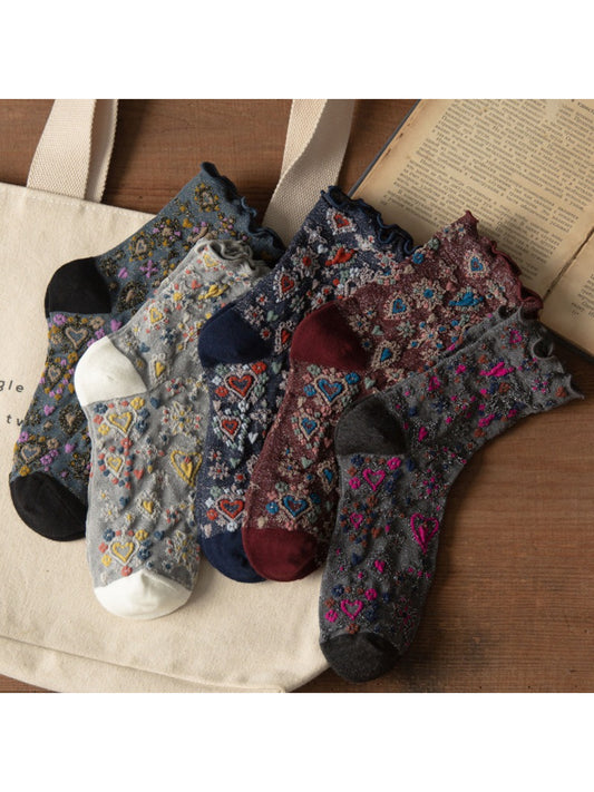 Rufia - Sweetheart Embroidered Crew Socks