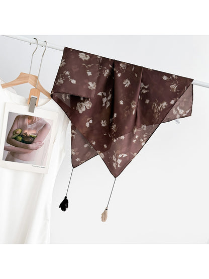 Scarvii - Elegant Print Tassel Square Scarf