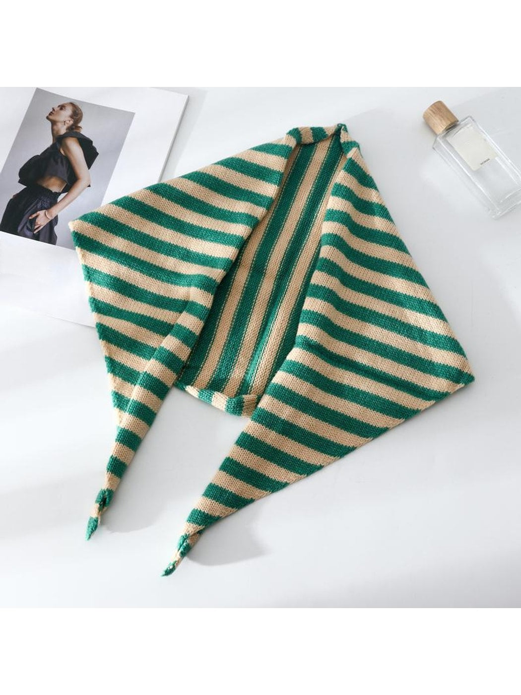 Scarvii - Striped Knit Neck Triangle Bandana