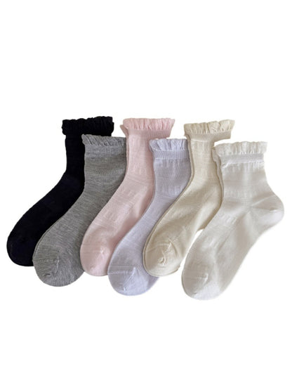 Rufia - Solid Ruffle Trim Crew Socks product image 1