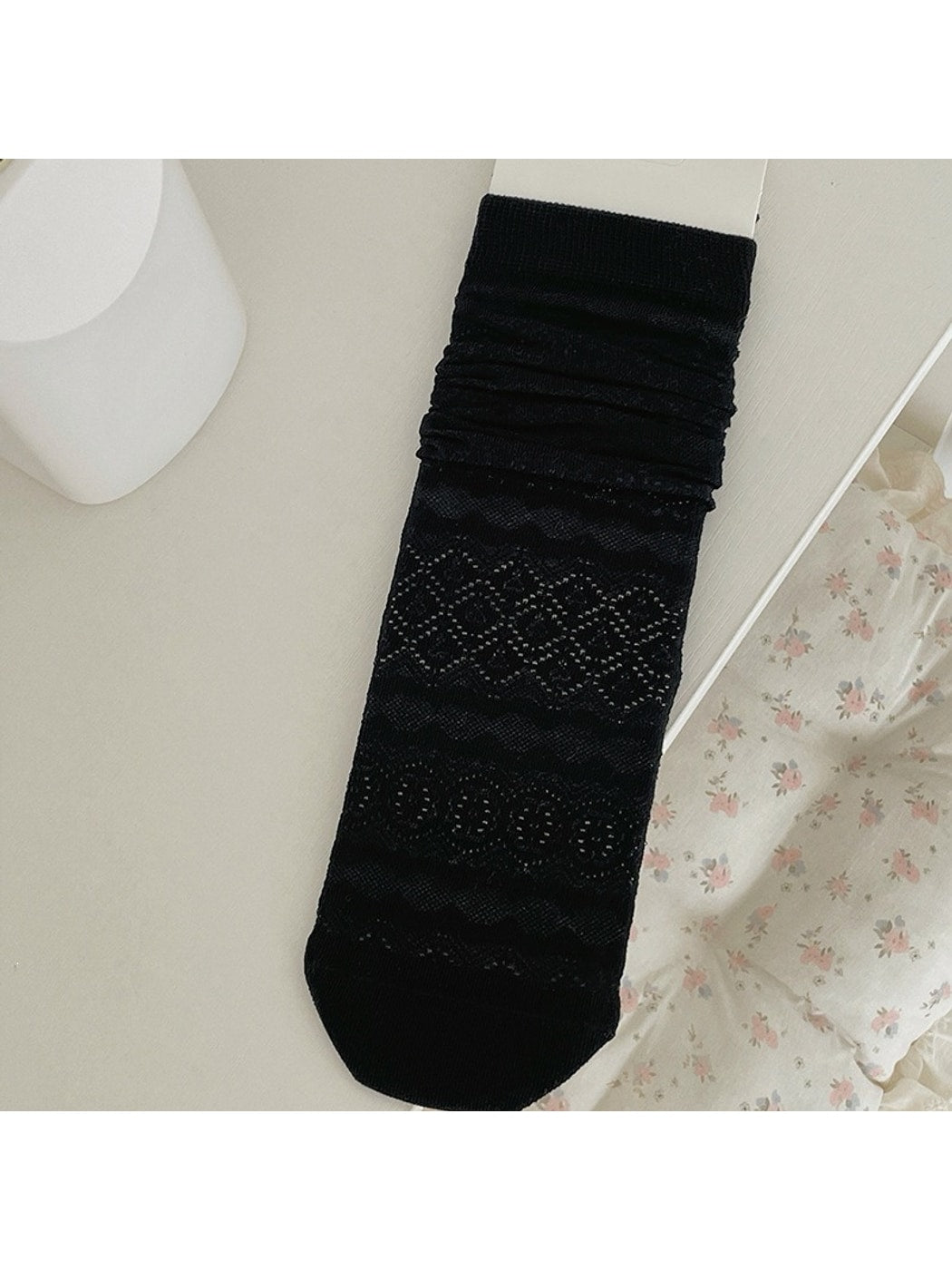 Rufia - Pointelle Knit Crew Socks for Everyday Wear