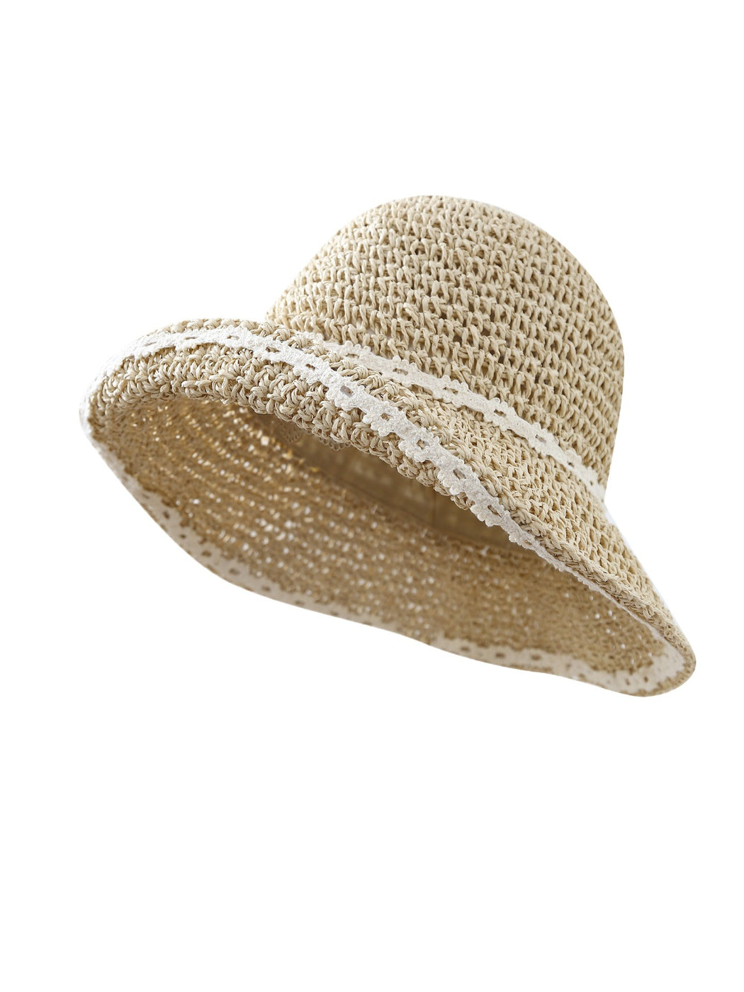 Haila - Soft Straw Look Lace Edge Bucket Hat