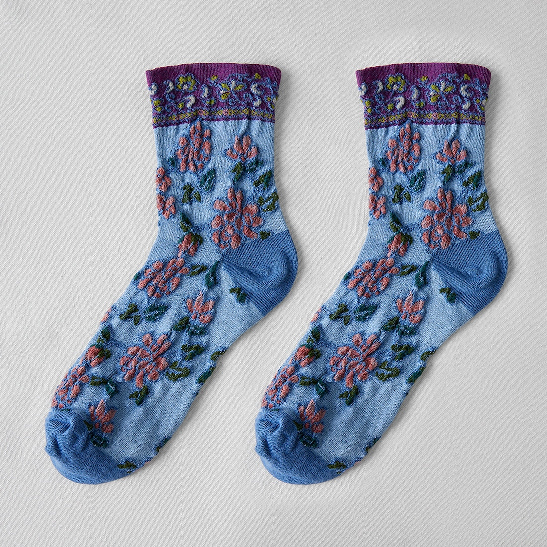 Rufia - Embossed Floral Pattern Women's Socks