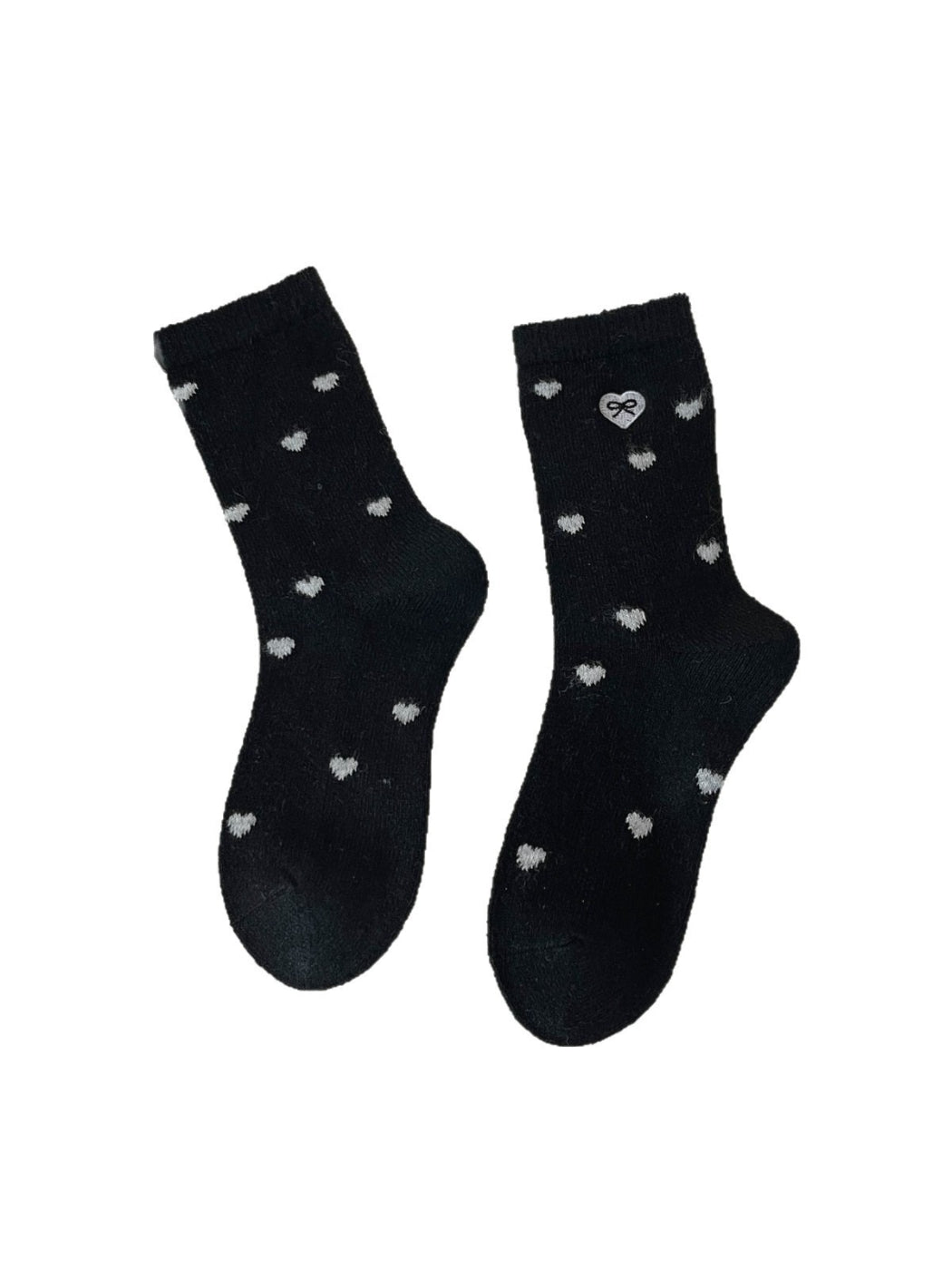 Rufia – Sweet Mid-Calf Socks with Heart & Bow Print