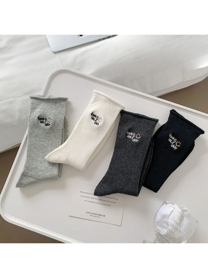 Rufia - Have a Nice Day Embroidered Crew Socks
