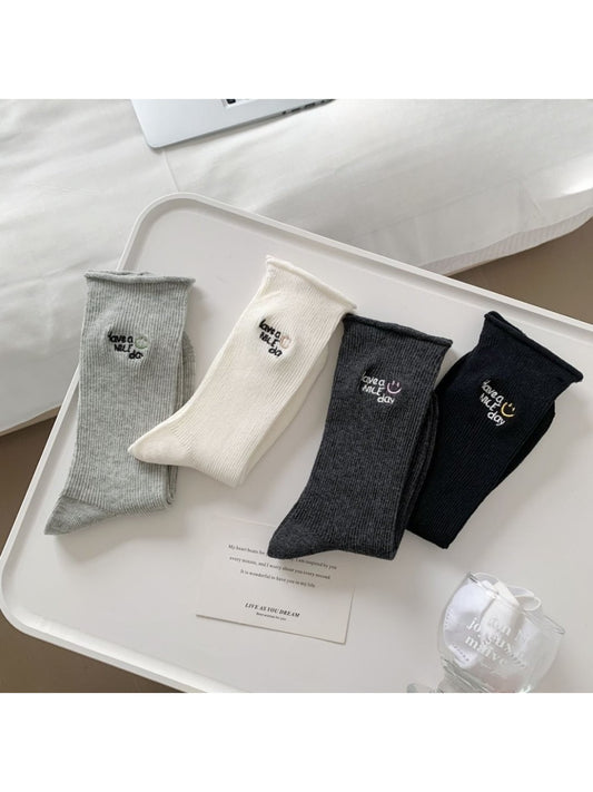 Rufia - Have a Nice Day Embroidered Crew Socks
