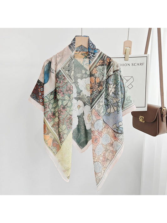 Scarvii - Vintage Floral Panel Collage Square Scarf