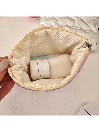 Cosbai - Silver & Pink Coin Purse with Heart Pattern
