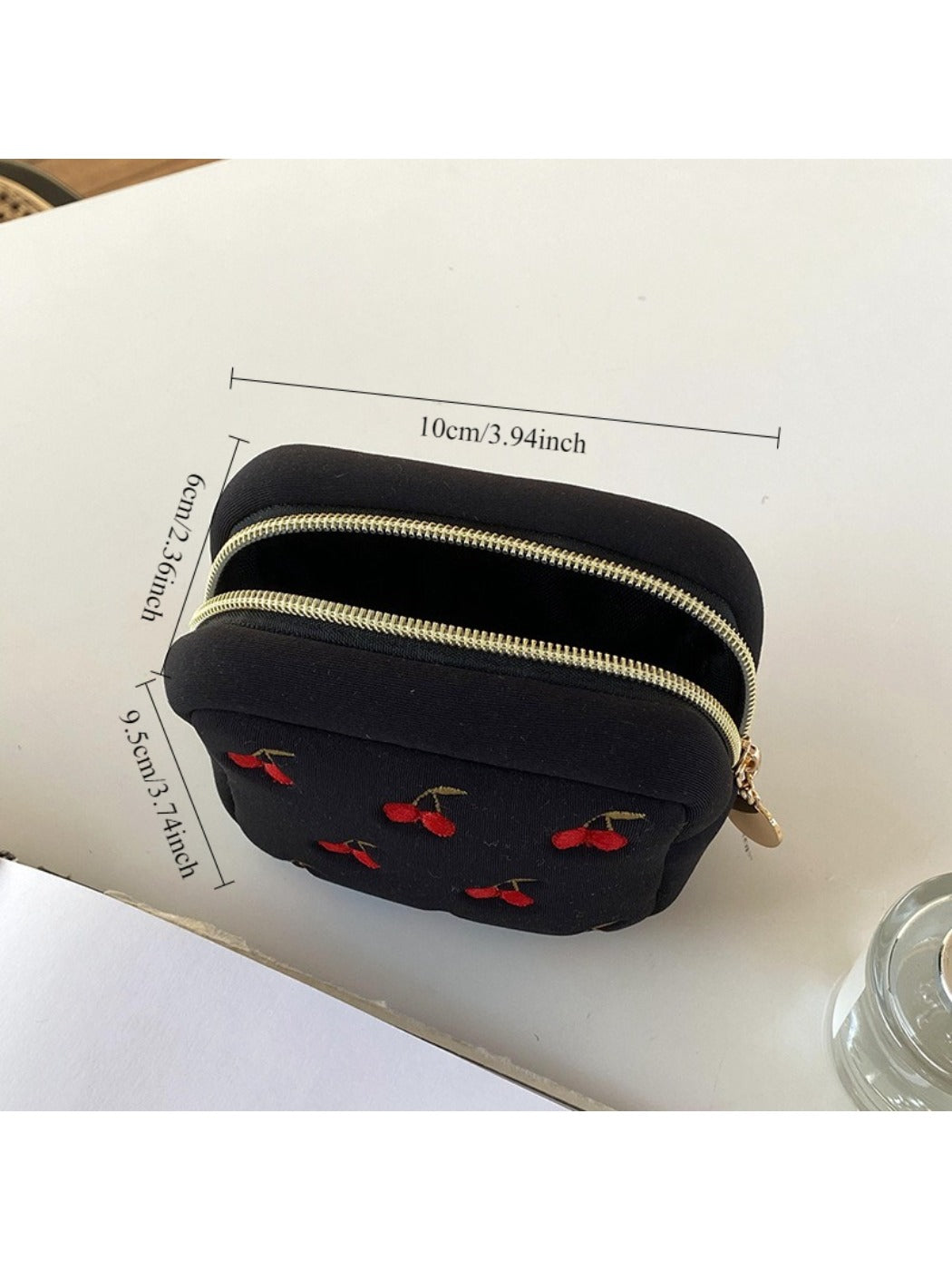 Cosbai - Compact Pouch with Cherry Print for Women