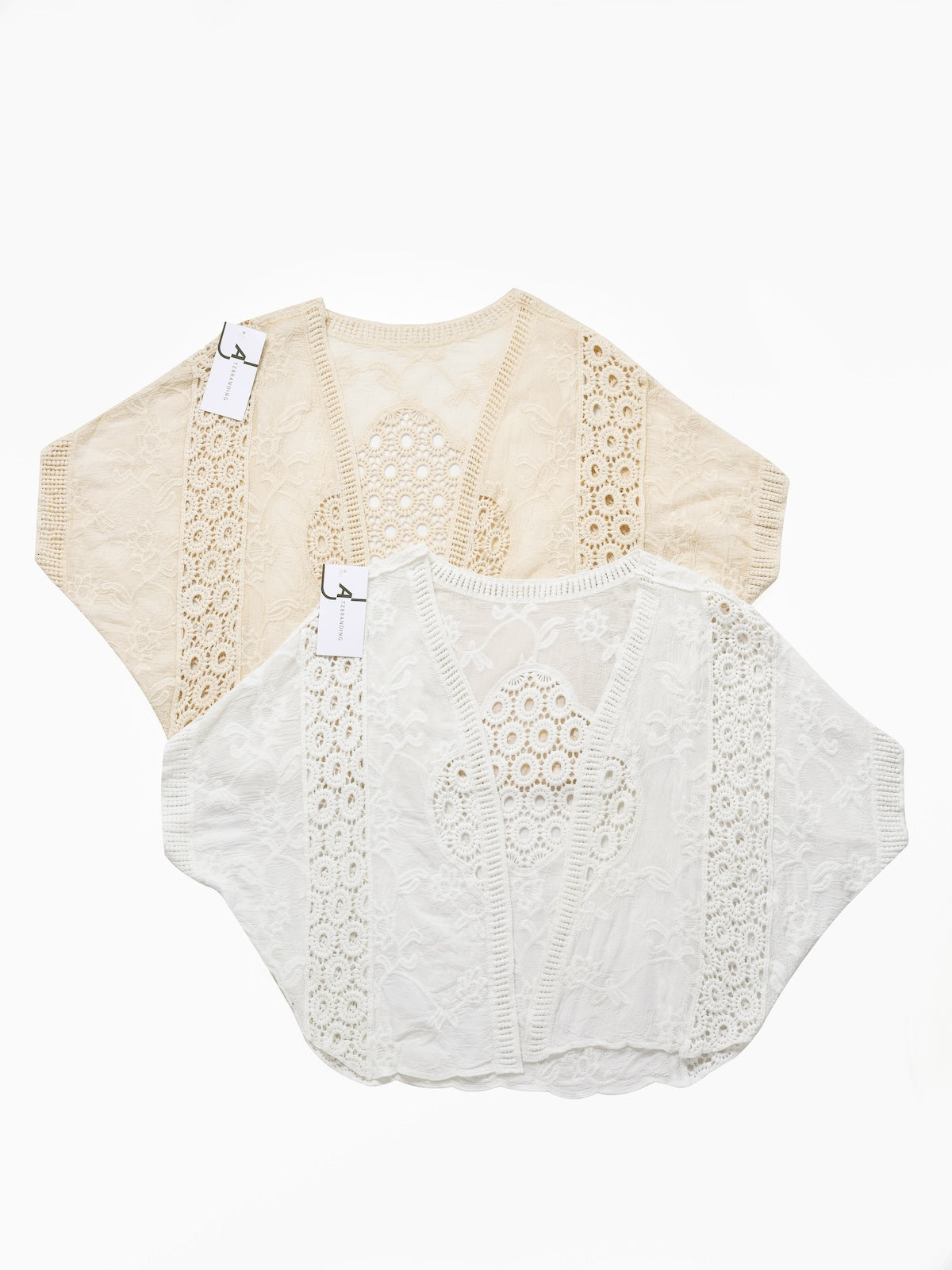 Crosa - Lace Open Front Cardigan with Batwing Sleeves
