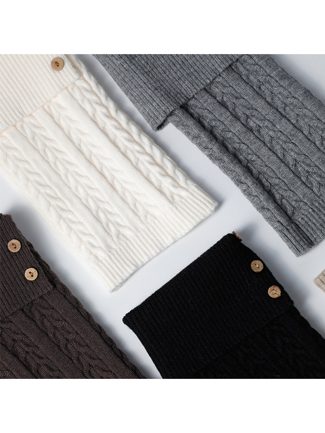 Cozyra - Button Cuff Knit Mid-Calf Leg Warmers