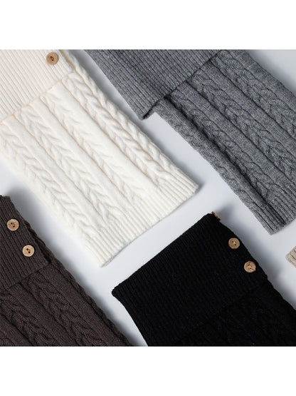 Cozyra - Button Cuff Knit Mid-Calf Leg Warmers
