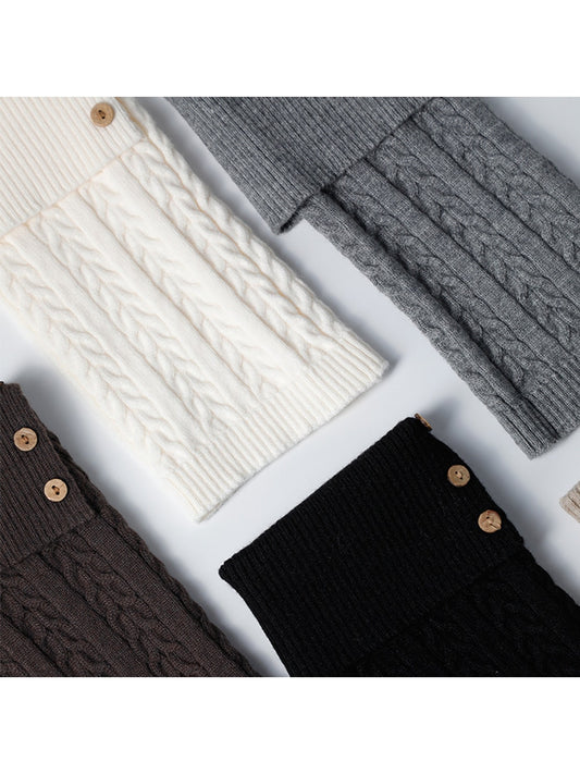 Cozyra - Button Cuff Knit Mid-Calf Leg Warmers