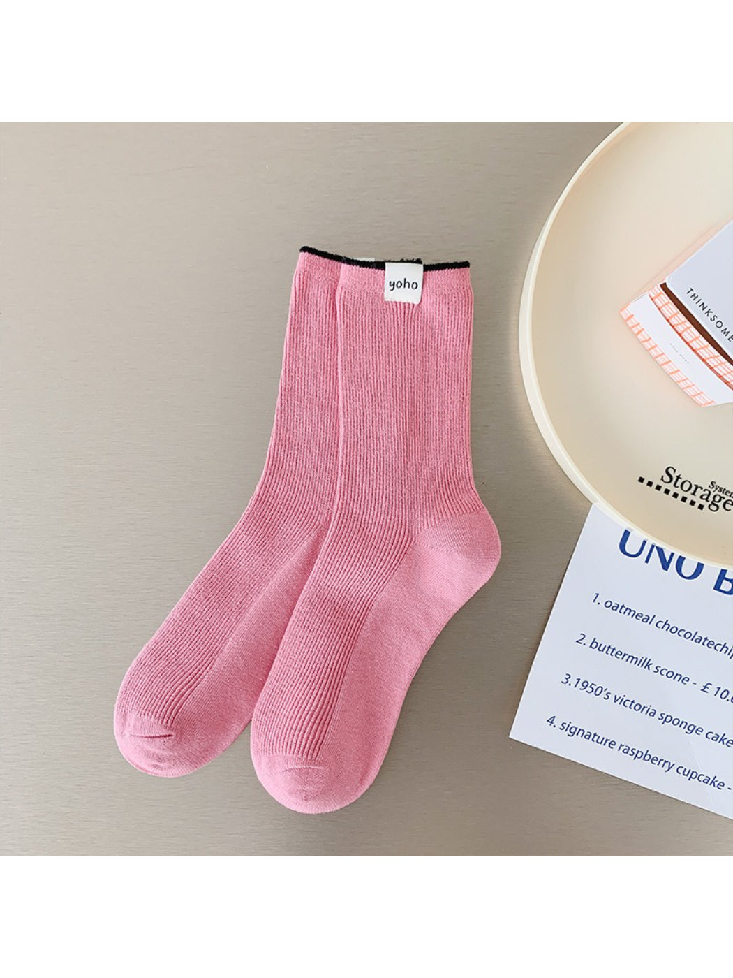 Rufia - Color Block Cuff Ribbed Crew Socks