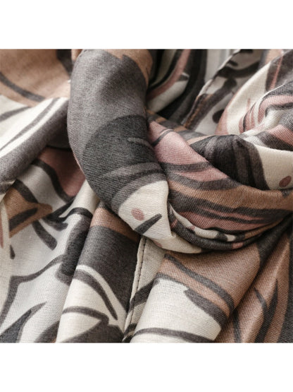 Scarvii - Modern Leaf Motif Printed Scarf