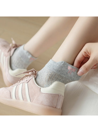 Rufia - Mini Bow Pattern Ribbed Ankle Socks product image 3