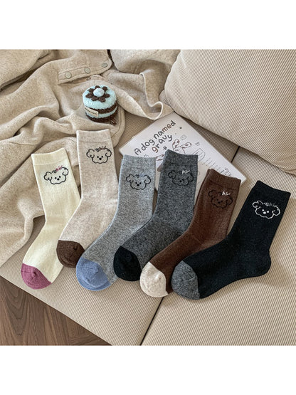Rufia - Cute Bear Face Crew Socks