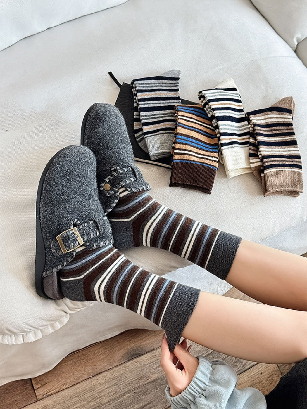 Rufia - Classic Multi-Stripe Crew Socks