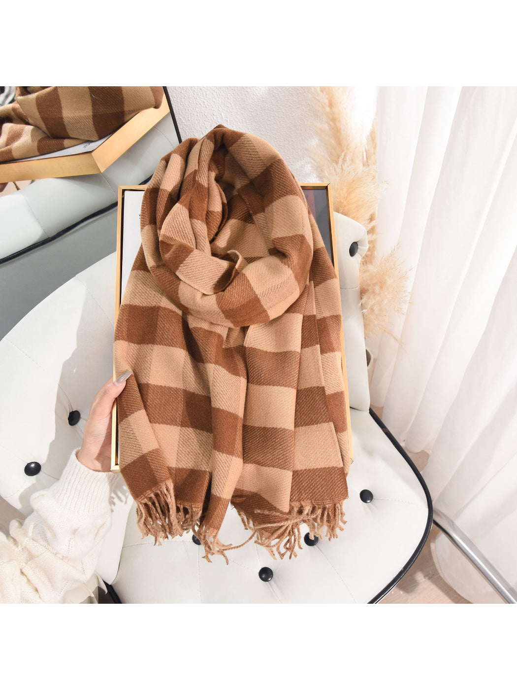 Scarvii - Buffalo Plaid Fringe Winter Scarf