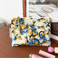 Cosbai floral cartoon cosmetic bag with vibrant flower and cartoon illustrations on fabric