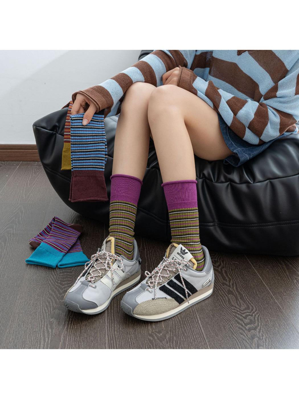 Rufia - Soft Contrast Striped Knit Crew Socks product image 3