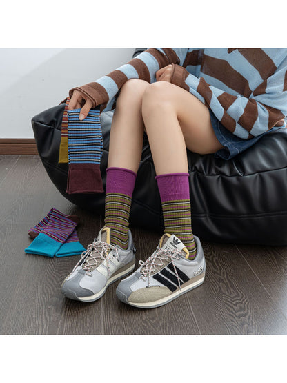 Rufia - Soft Contrast Striped Knit Crew Socks product image 3