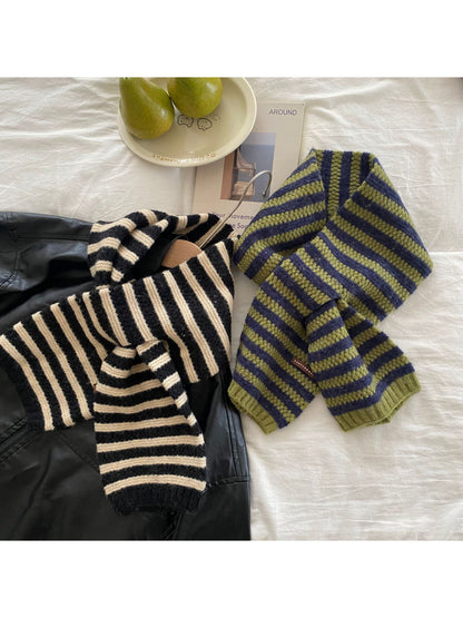Scarvii - Striped Textured Knit Pull Through Scarf