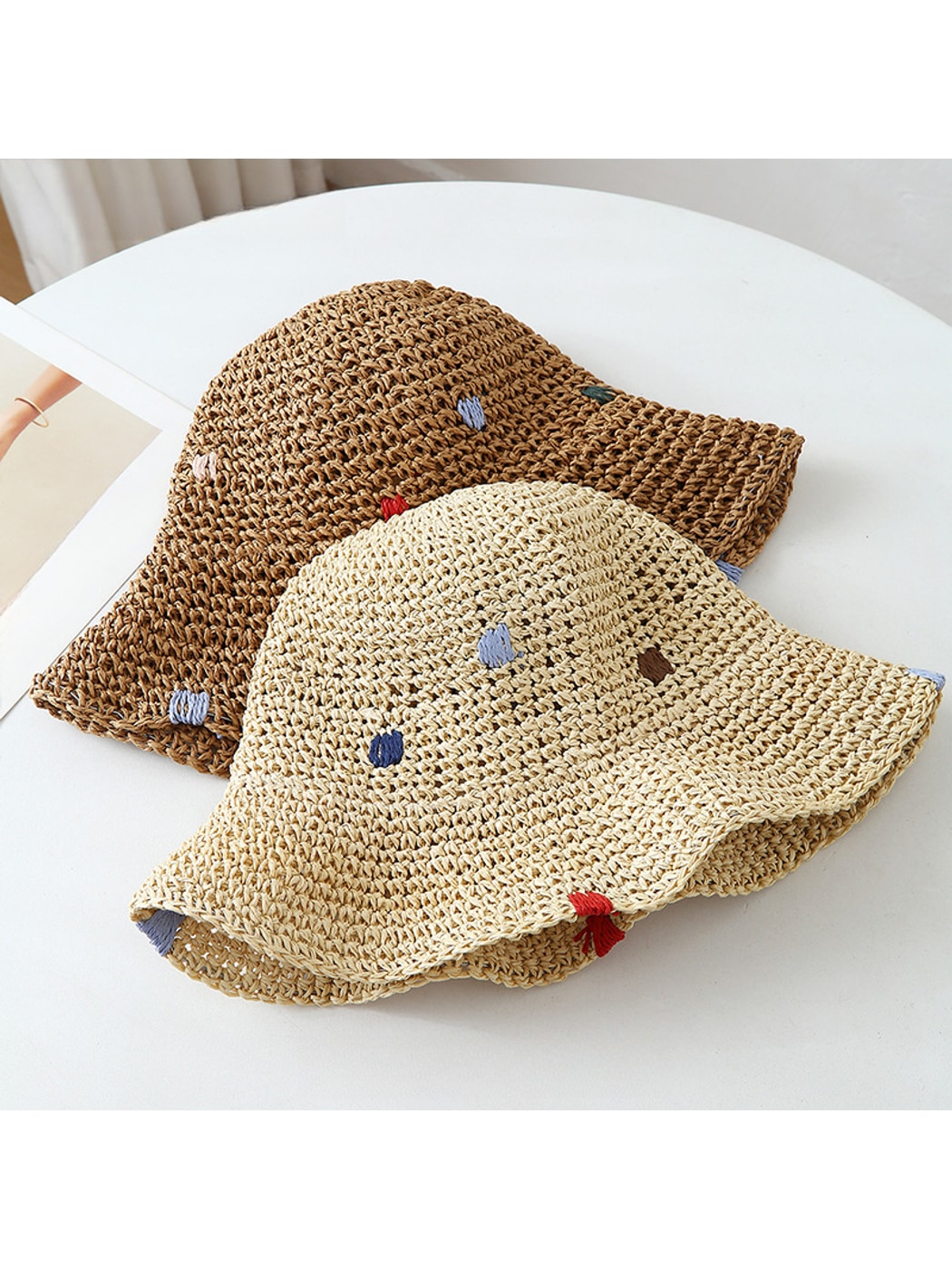 Haila - Women's Foldable Wide Brim Embroidered Hat