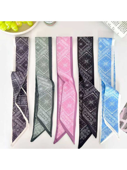 Scarvii Graphic Paisley Detail Skinny Scarf