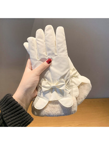Gloving - Bow Accent Plush Cuff Winter Gloves